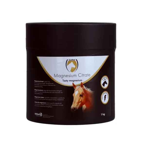 Excellent Horse Magnesium Citrate 1 kg Goed voor het concentratievermogen, draagt bij aan een normale spierwerking en ondersteunt de energiestofwisseling.