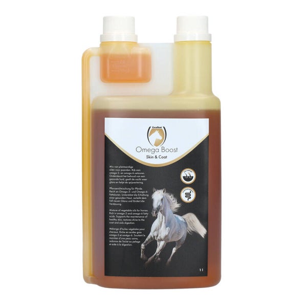 Excellent Horse Omega Boost 1 l Helpt bij de ondersteuning van de vacht en huid van uw paard!