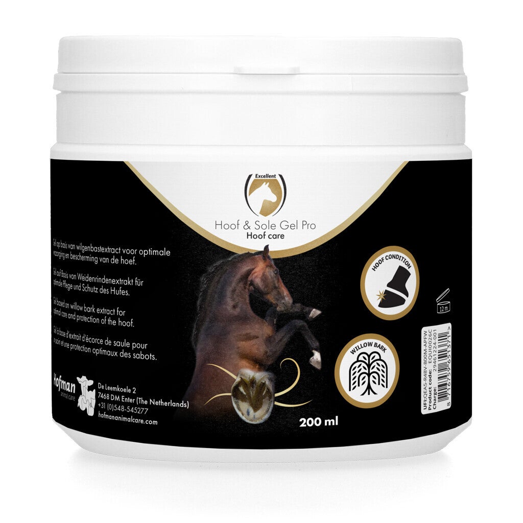 Excellent Horse Hoof & Sole Gel Pro Verzorgende en beschermende hoefgel op basis van salicylzuur (wilgenbastextract).