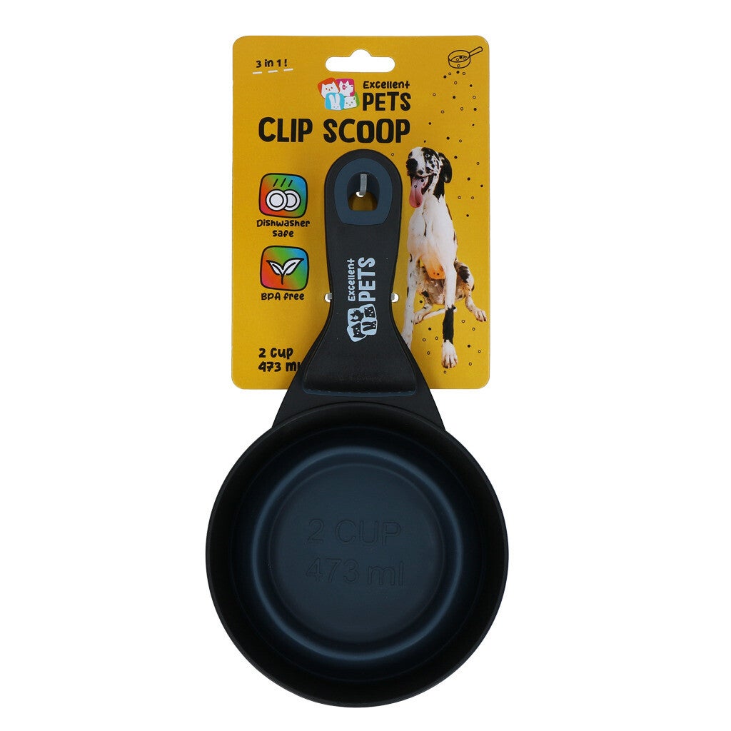 Excellent Pets Voerschep met Sluitclip Handige 3 in 1 voerschep met clip, ideaal voor makkelijk doseren en afsluiten van de voerzak.