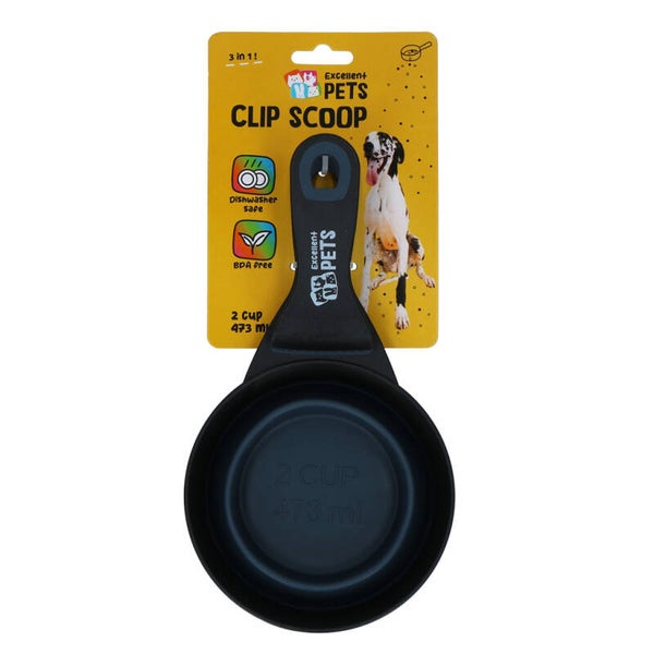 Excellent Pets Voerschep met Sluitclip Handige 3 in 1 voerschep met clip, ideaal voor makkelijk doseren en afsluiten van de voerzak.