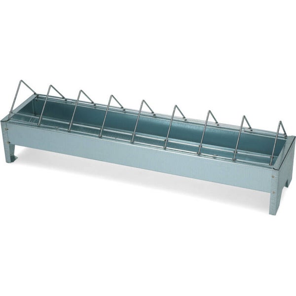 Gaun Pluimvee Voertrog Gegalvaniseerd Metaal Gegalvaniseerde voedertrog voor pluimvee met 8 vakken.