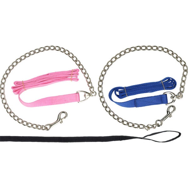 Geleidelijn met ketting zwart 250cm Dubbel gestikte geleidelijn met ketting.