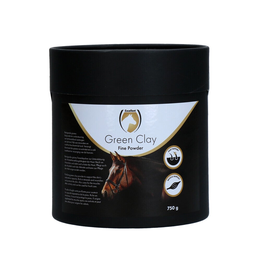 Excellent Horse Green Clay Fine Powder Groene kleipoeder voor het voeden en beschermen van de huid en het ondersteunen van het herstellend vermogen van de huid.