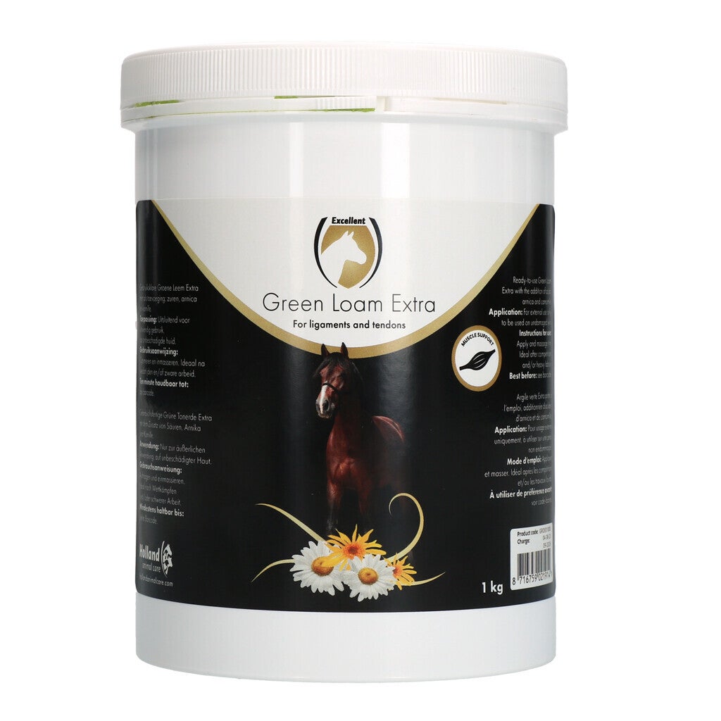 Excellent Horse Green Loam Extra 1 kg Groene Leem Extra bevordert de doorbloeding en helpt bij zware benen.