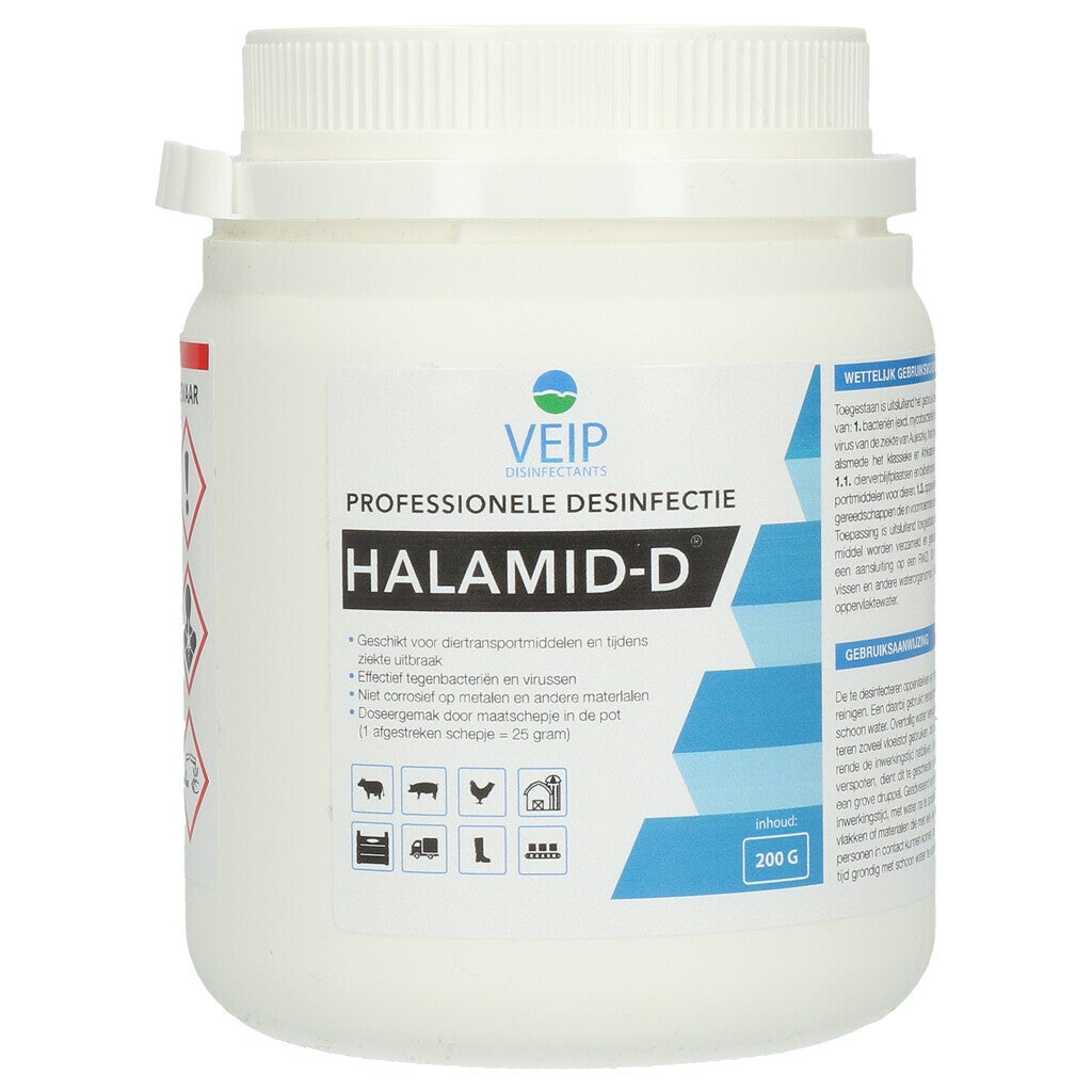 Halamid-D 200 g Halamid-D bestrijdt bacteriën en virussen.