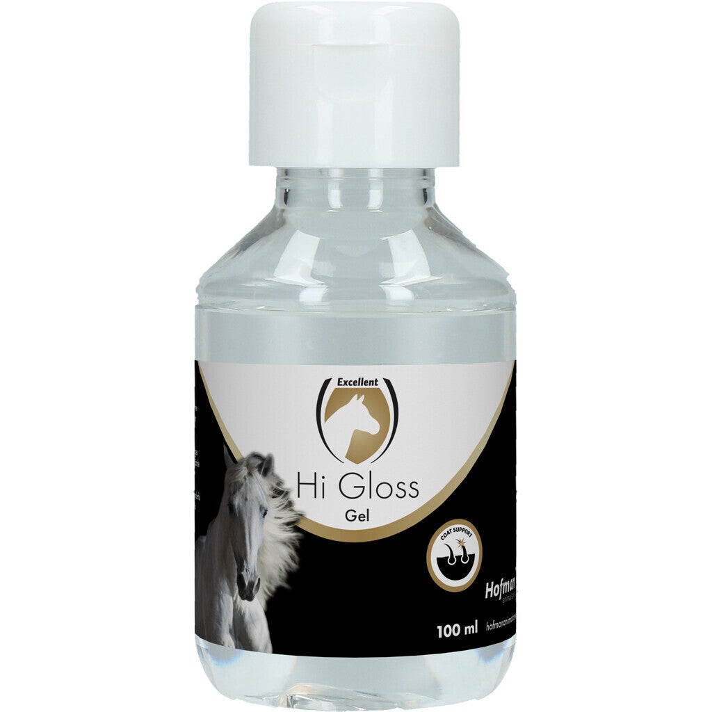 Excellent Horse Hi Gloss Gel Glansgel voor de staart en manen. Maakt het haar goed doorkambaar, geeft volume en een prachtige glans.