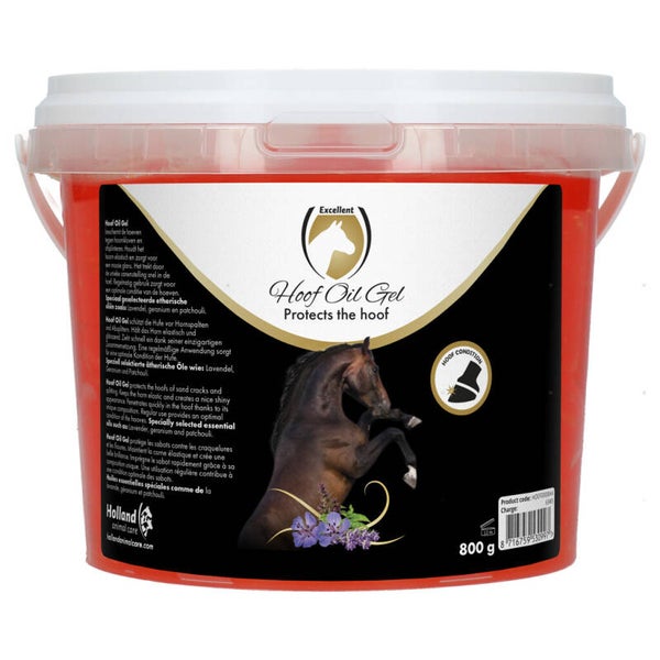 Excellent Horse Hoof Oil Gel 800 g Hoefgel voor het beschermen van de hoeven tegen hoorkloven en afsplinteren en het elastisch houden van het hoorn.