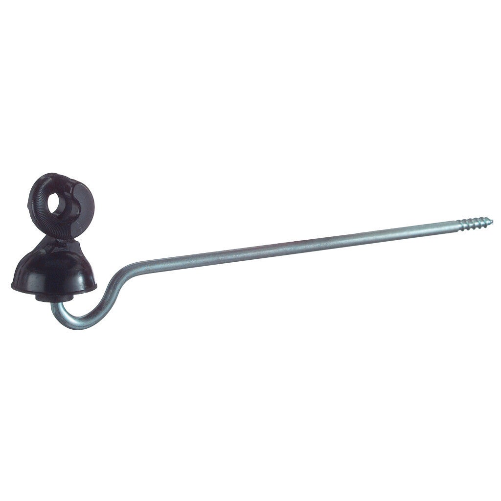 Isolator Koord "ideaal" steel 22 cm Verzinkte steun 22 cm. Geschikt voor koord en draad tot 8 mm. Zonder doorgaande kern waardoor kortsluiting onmogelijk is. Gaat 3x langer mee!