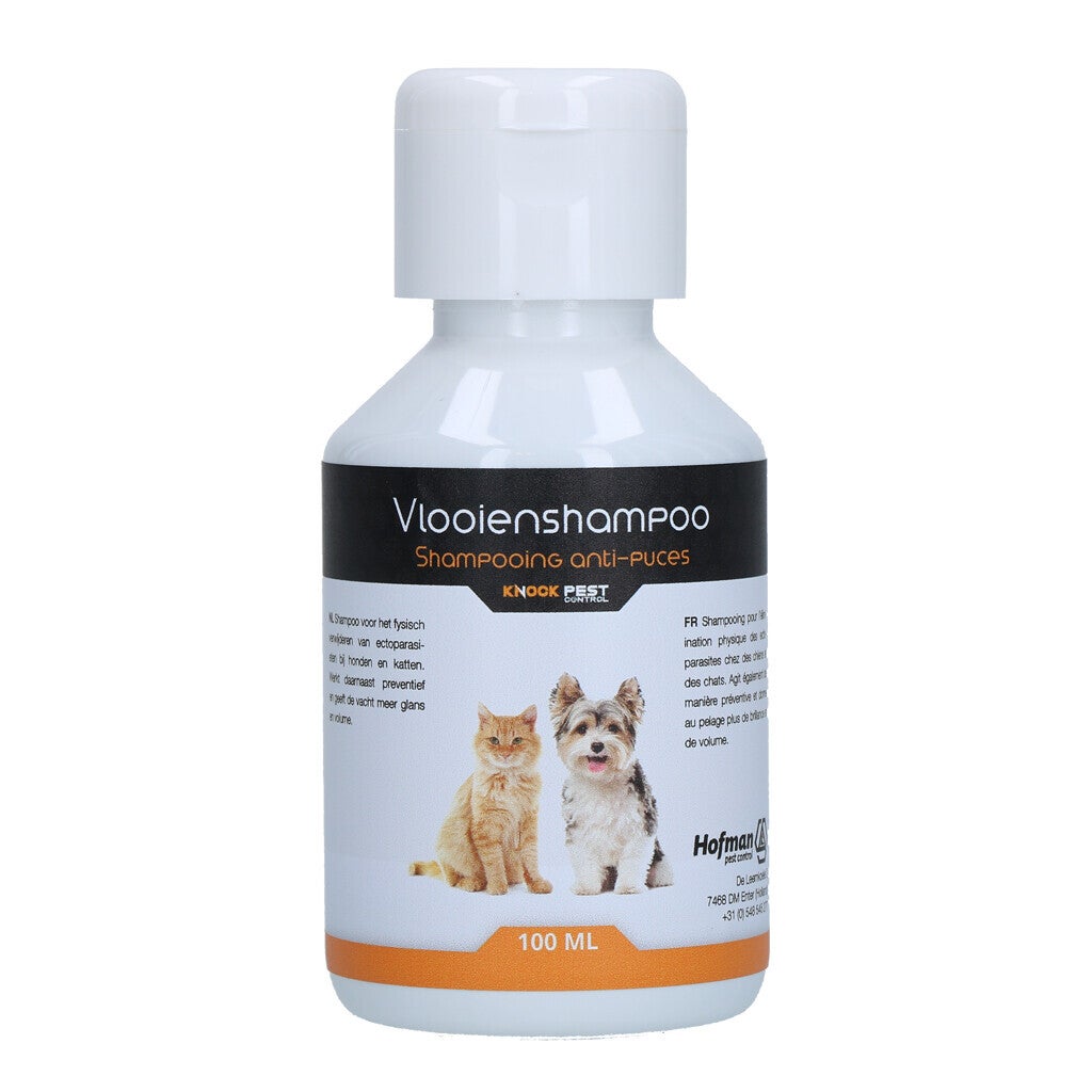Knock Pest Vlooienshampoo 100 ml of 250 ml  100% gifvrije vlooienshampoo voor honden en katten.