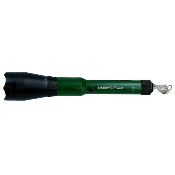 LaserOp 3.0 Laserlamp Krachtige groene laserzaklamp voor het effectief verjagen van vogels op onder andere agrarische bedrijven, bedrijfsterreinen en sportvelden. Bereik van meer dan 2 kilometer in het donker, met instelbare lichtbundel en sleutelvergrend