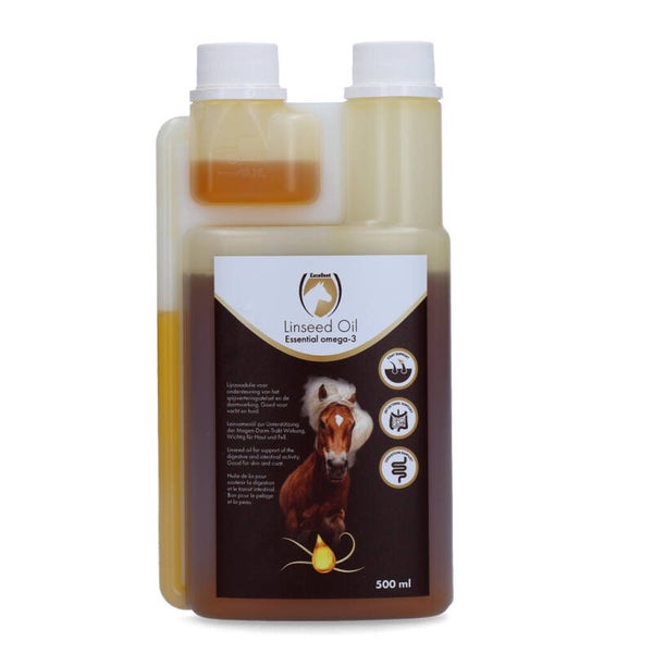 Excellent Horse Linseed Oil 500 ml, 1L,2,5 l,5 l, 10 l, 20 l, 200l Lijnzaadolie voor paarden – voor een gezonde huid, glanzende vacht en optimale spijsvertering