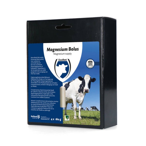 Excellent Magnesium Bolus 4 x 180 g Ter vermindering van het risico op tetanie.