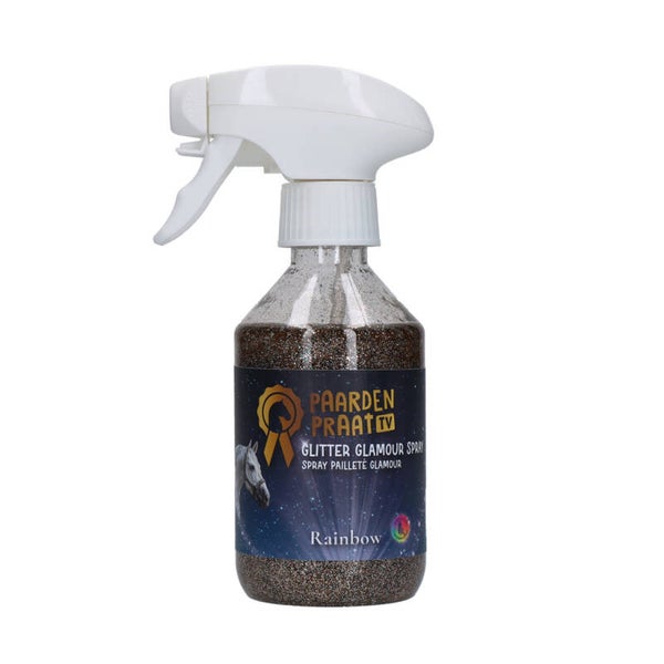 Paardenpraat TV Glitter Glamour Spray Laat je paard of pony de ster zijn van de show! Goedgekeurd door Britt Dekker en Esra de Ruiter.