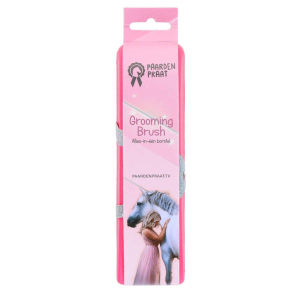 Paardenpraat Grooming Brush Roze M  Deze multifunctionele borstel is onmisbaar in elke poetskist of -tas!