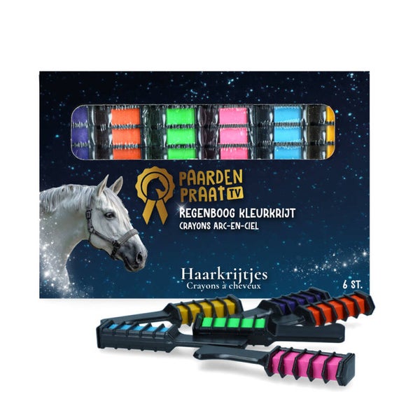 Paardenpraat Regenboog Kleurkrijt Verander je paard of pony in een eenhoorn met deze haarkrijtjes!