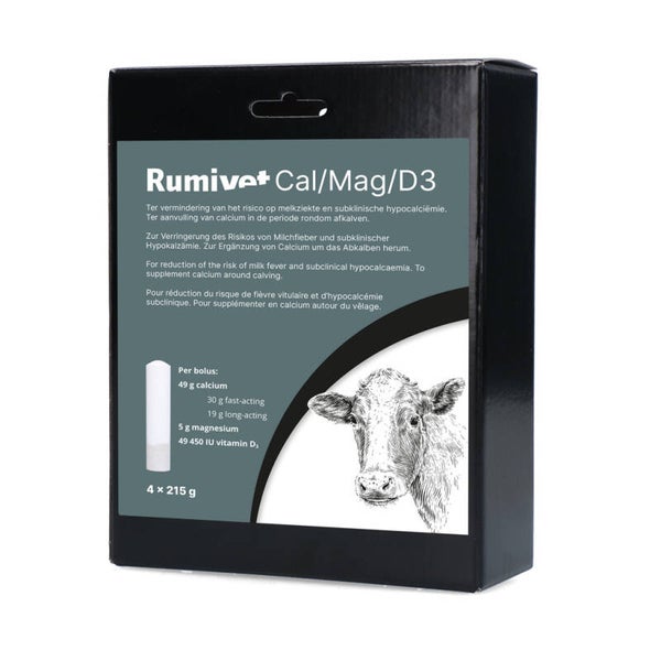 Rumivet Cal/Mag/D3 4 x 215 g Dé unieke combinatie van calcium, magnesium en vitamine D3.