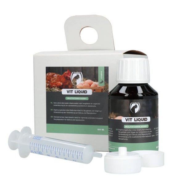 Excellent Vit Liquid Multivitamine Hobby Ondersteunt bij de voorbereiding op brons en voortplanting van zoogdieren (bijv. konijn en cavia) en vogels (bijv. kip en duif).