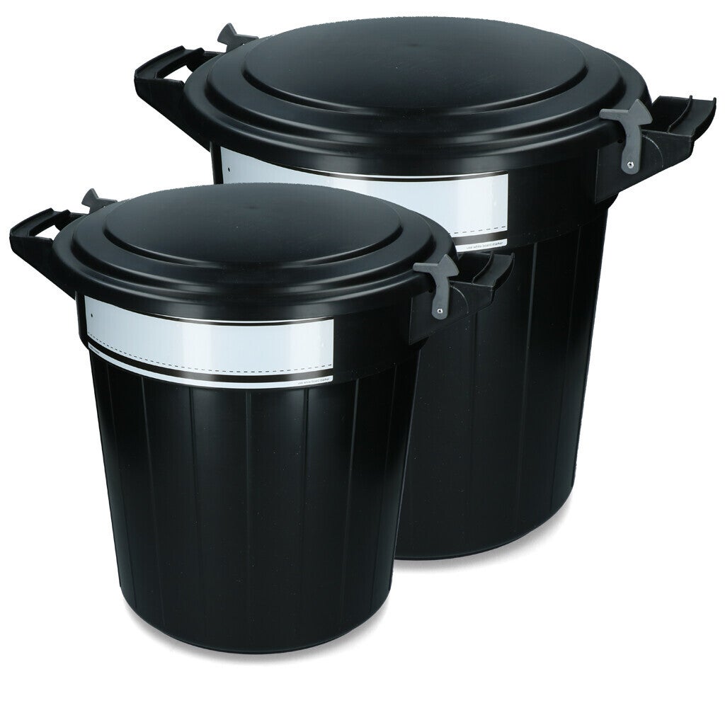 Voerton 40 l of 80 l  Zeer goed af te sluiten zodat ongewenste dieren niet bij de inhoud kunnen komen.