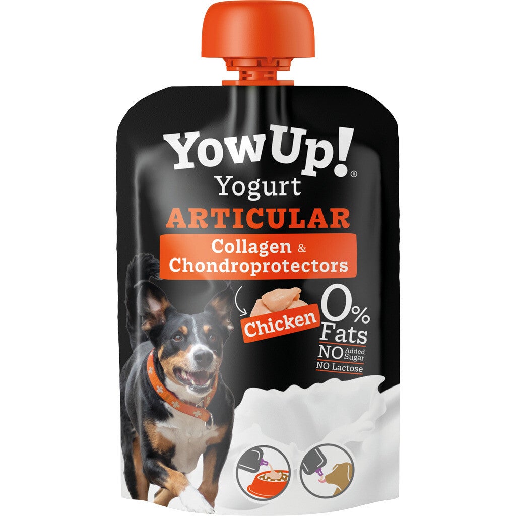 YowUp! Yogurt Dogs Lactosevrije yoghurt met chondroprotectoren, collageen en kurkuma, speciaal voor honden.