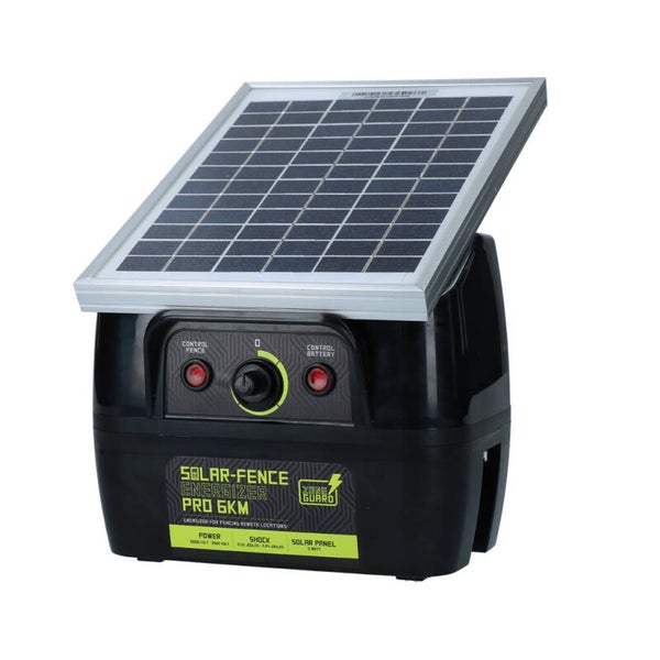 Zoneguard Solar-Fence Energizer Pro 6 km Werkt op zonne-energie, zowel bij zonlicht als bij daglicht.