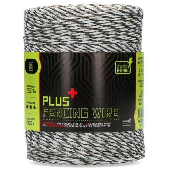 ZoneGuard Plus Afrasteringsdraad 3 mm 400 m Bevat roestvrij stalen draden en lichtmetalen draden.
