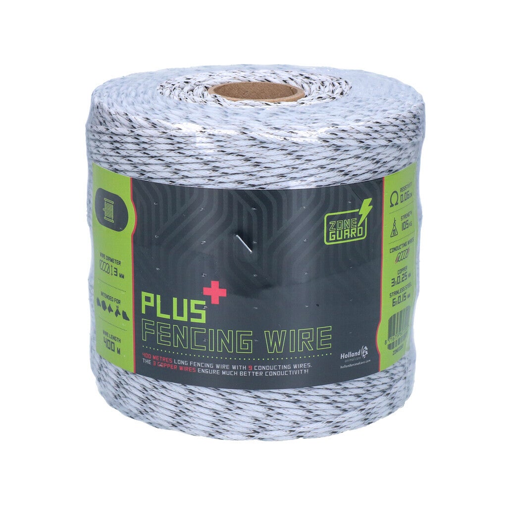 ZoneGuard 3 mm Plus afrasteringsdraad wit en zwart 400 m