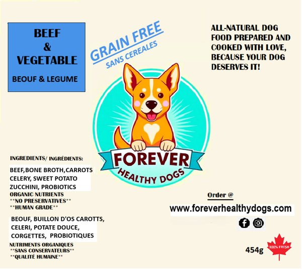 GRAIN FREE - BEEF & VEGETABLE $6.07/1lb package - minimum order of 10 packages