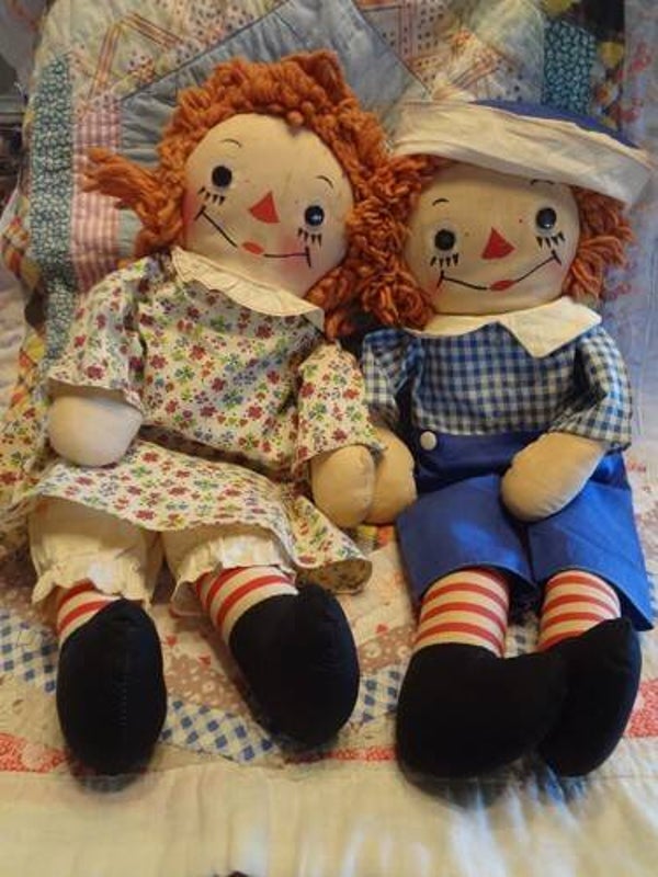 1940s Original Georgene Raggedy Ann & Andy Dolls Pair! Very Good Condition.