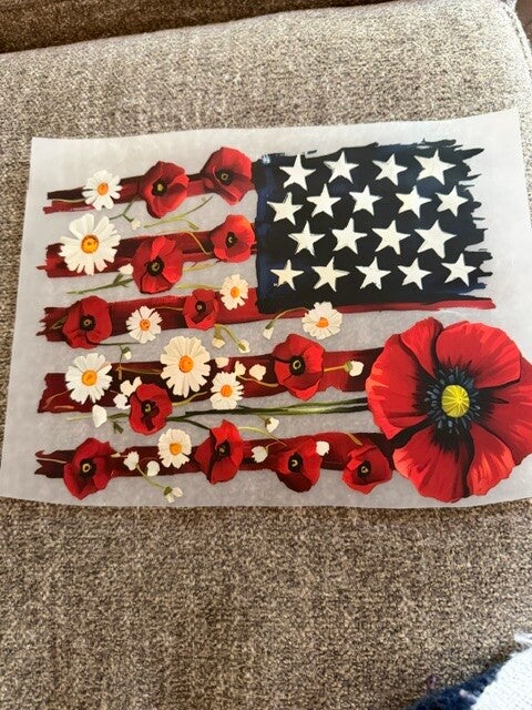 Flag with flowers transfer
