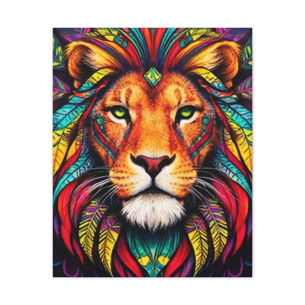 Tribal Majesty Sacred Lion Canvas Stretched