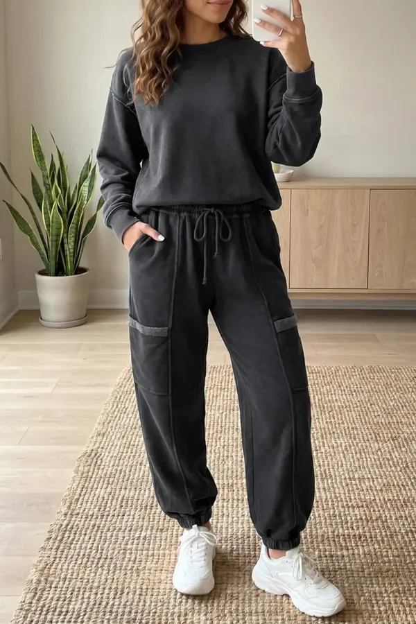 *Pre-Order* Carbon Grey Solid Jogger Pants Set