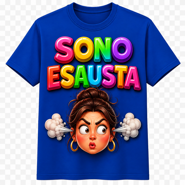 T-SHIRT blu "Sono esausta"