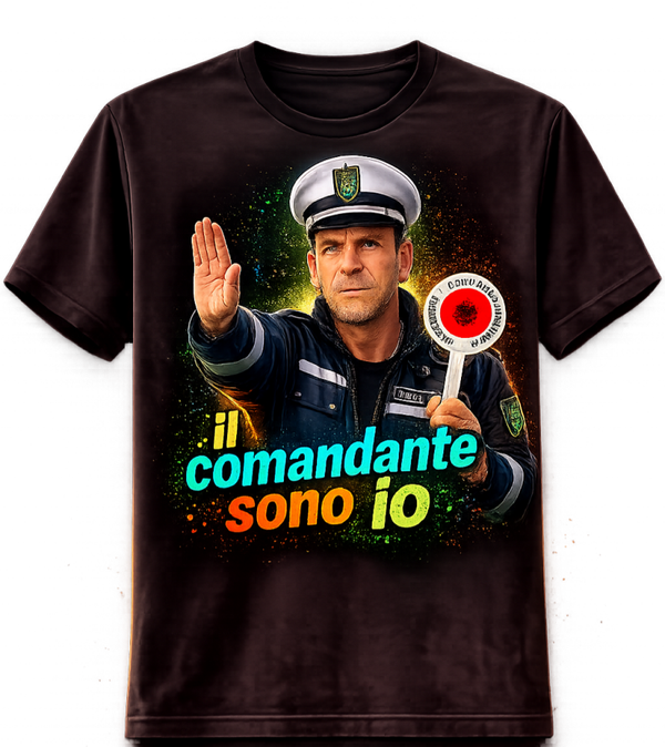 T-SHIRT NERA "IL COMANDANTE SONO IO"