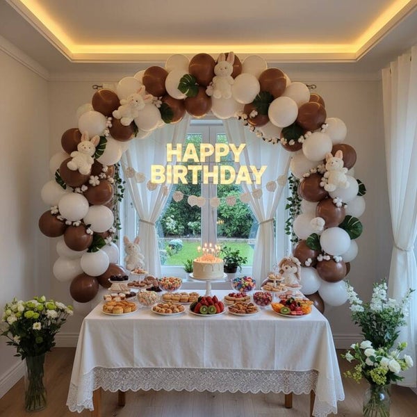 Decorate with balloon garlands, guests can choose their preferred colours