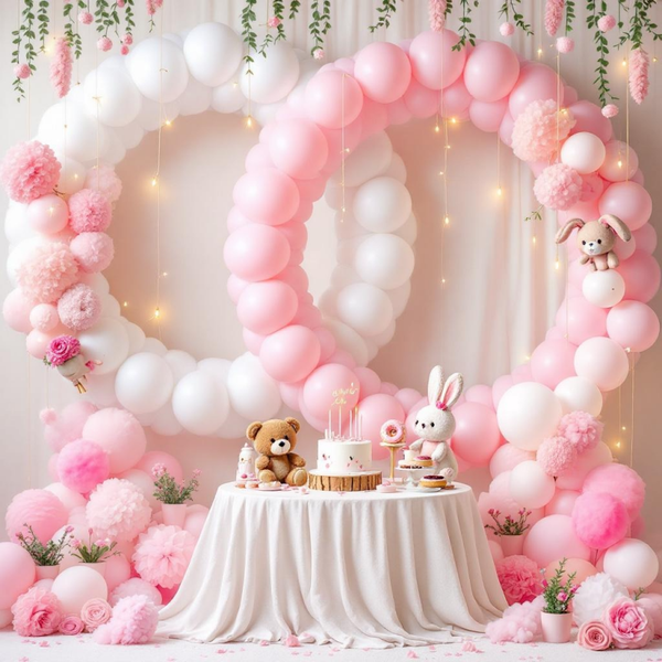 Decorate with balloon garlands, guests can choose their preferred colours
