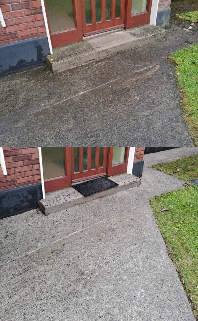 Road cleaning before and after