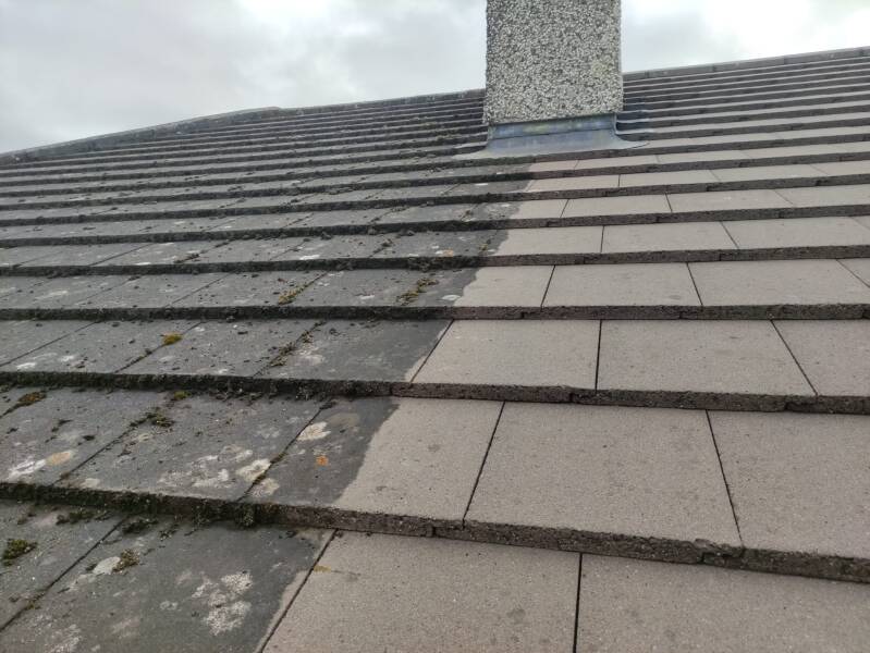 Roof cleaning before and after
