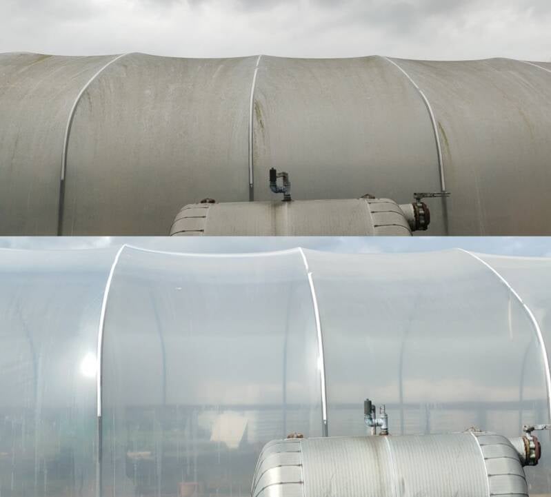 Greenhouse cleaning before and after