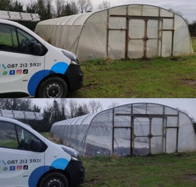 Greenhouse cleaning before and after