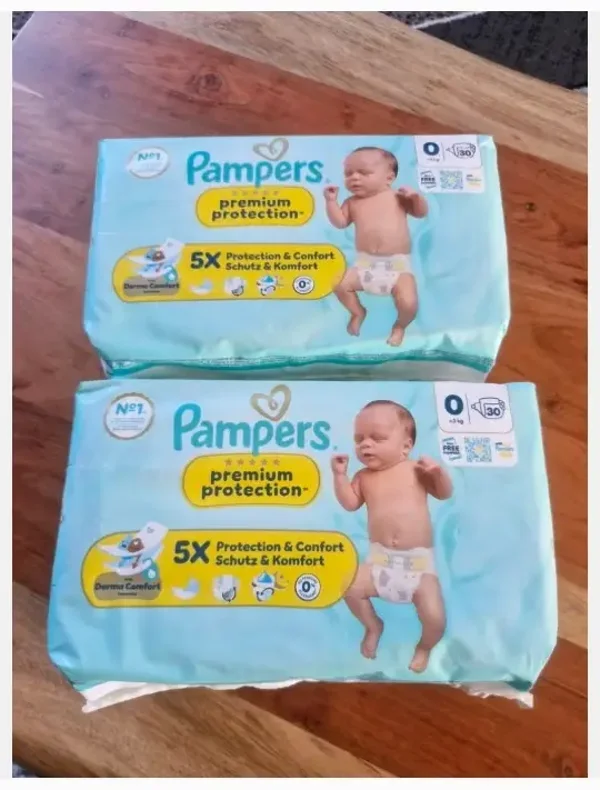 2 pakken pampers luiers maat 0 nieuw