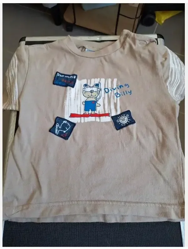Beige tshirt met sunshine beer maat 86