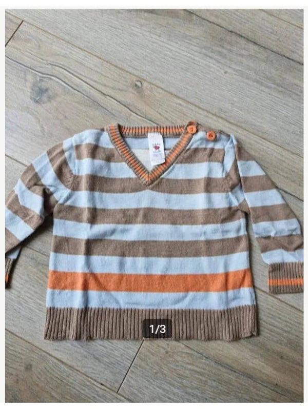 Blauw bruin Gestreepte trui Maat 74