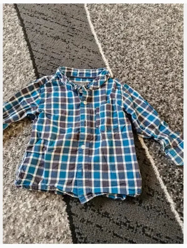 Blauw geblokt overhemd Maat 74