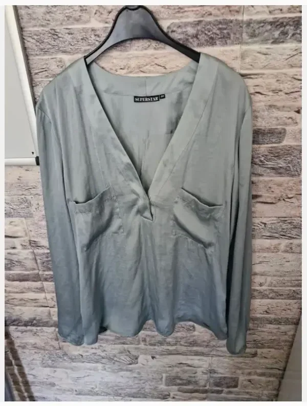 Blauw grijze blouse maat 40