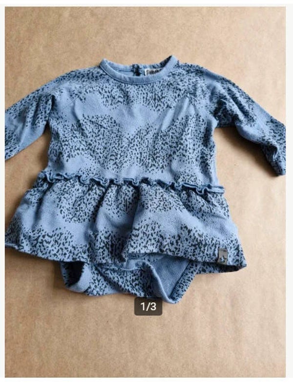 Blauw paars romper jurkje Maat 56