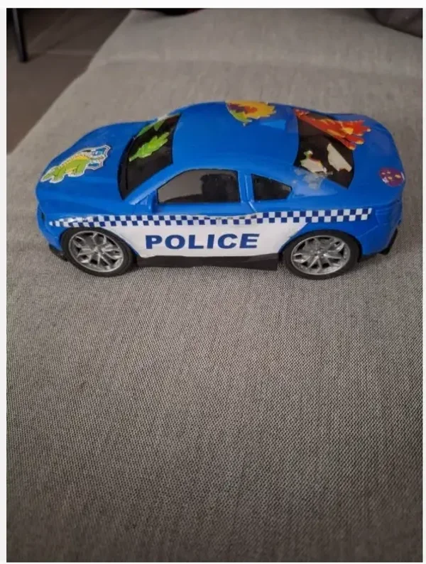 Blauwe politie auto