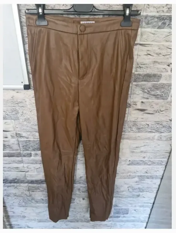 Bruine leren broek maat m