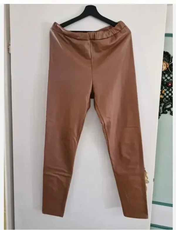 Bruine leren broek met warme voering maat XXL
