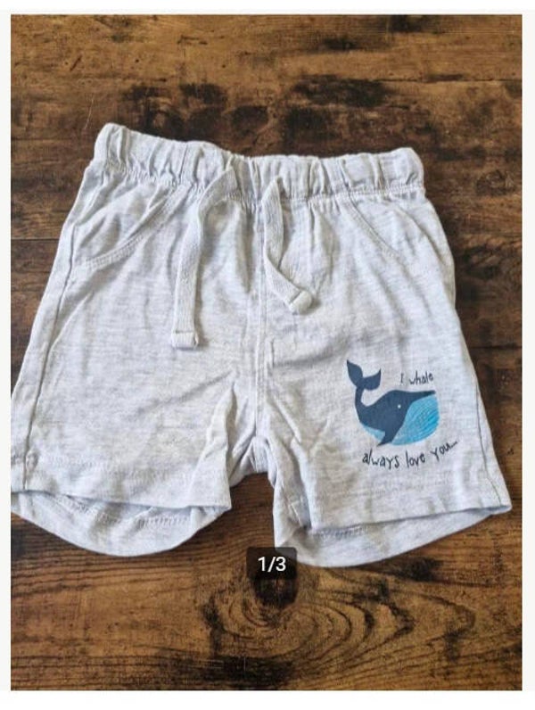 Grijze korte broek met walvis Maat 86-92